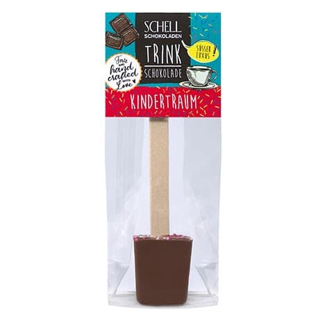 Die Trinkschokolade Kindertraum hergestellt aus Milchschokolade mit bunten Streuseln